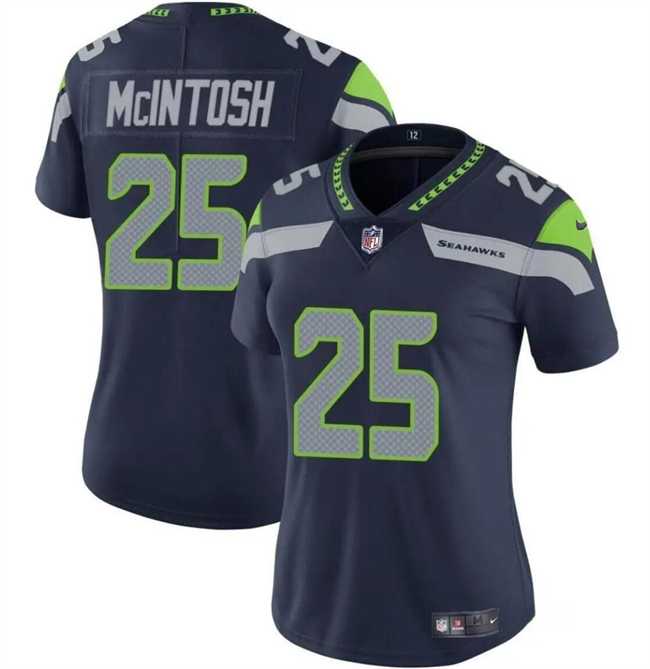 Womens Seattle Seahawks #25 Kenny McIntosh Navy Vapor Limited Football Stitched Jersey Dzhi